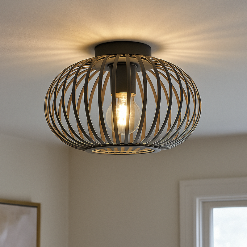 Lampe plafond grise industrielle, Lieve