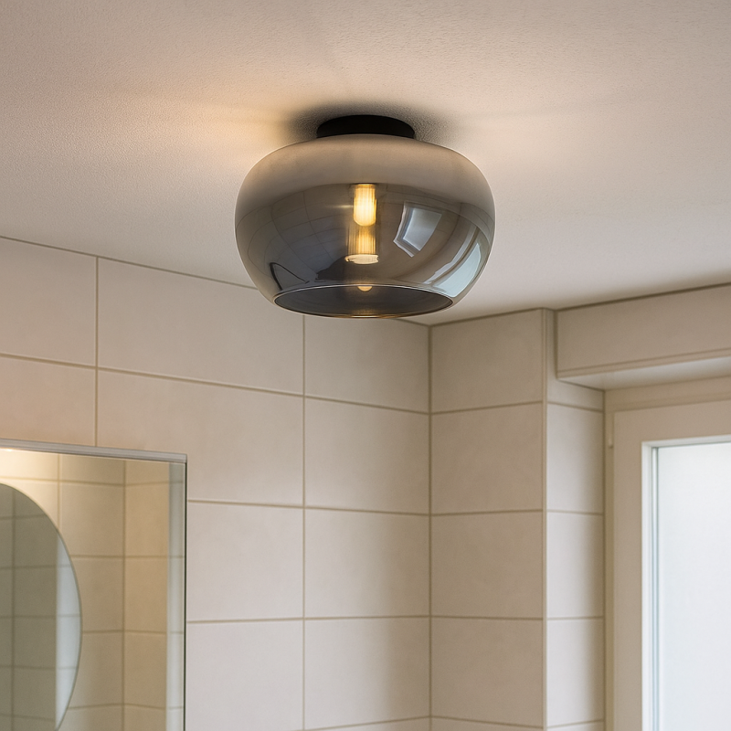 Plafonnier salle de bain gris design, Vidro, IP44