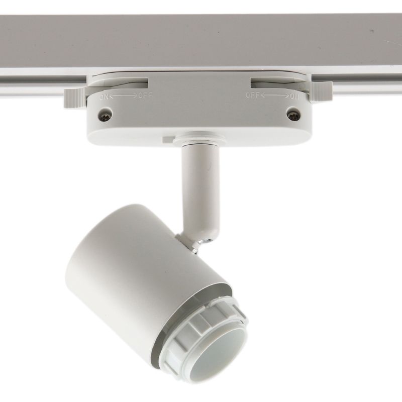 Spot de système de rail monophasé blanc en plastique,