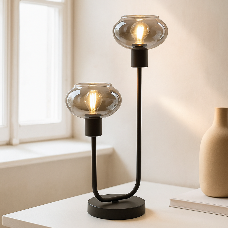 Lampe de table grise design, Skip, avec interrupteur
