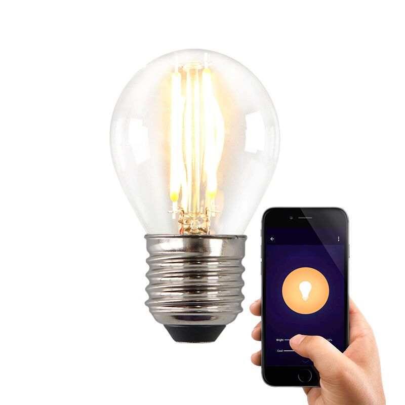 Olucia ampoule LED connectée E27 Melchis, P45, 5W, dim to warm Olucia ampoule LED connectée E27 Melchis, P45, 5W, dim to warm