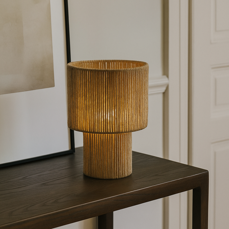 Lampe de table marronne rustique, Sanny, avec interrupteur