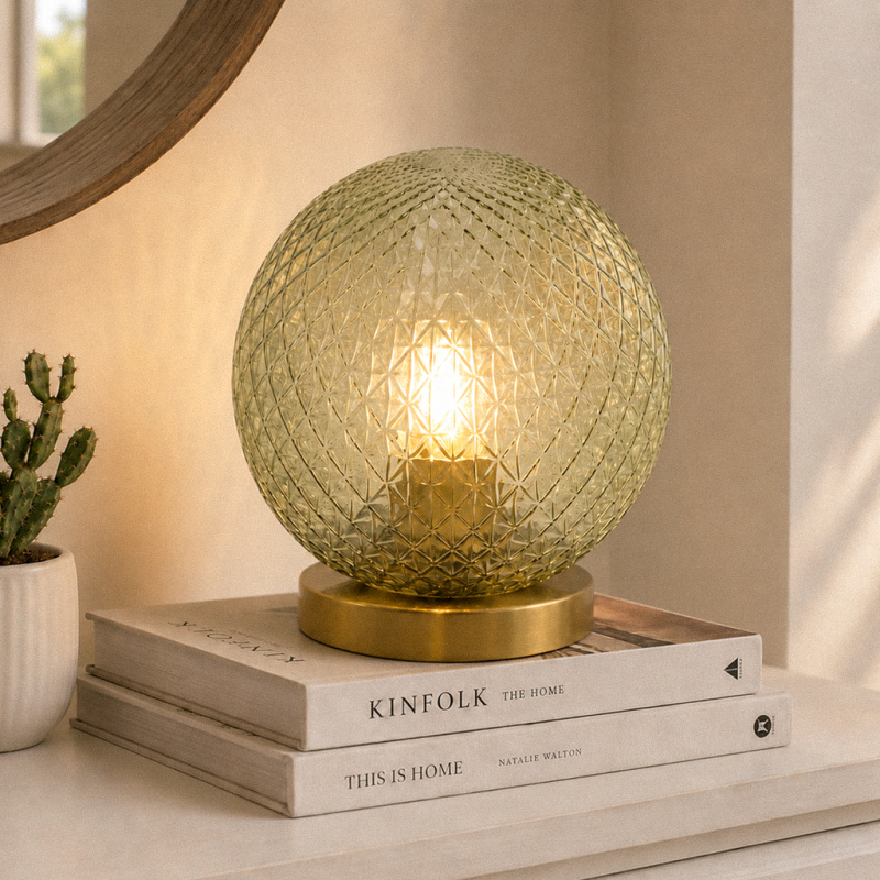 Lampe de table verte rétro, Johnson, avec interrupteur Lampe de table verte rétro, Johnson, avec interrupteur