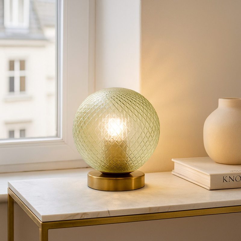 Lampe de table verte rétro, Johnson, avec interrupteur Lampe de table verte rétro, Johnson, avec interrupteur