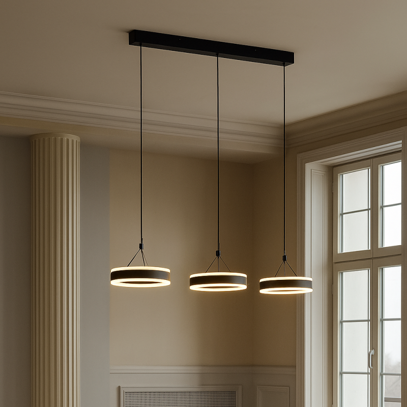 Suspension noire design, Lava, 55W, 3000K LED, gradable en 3 étapes Suspension noire design, Lava, 55W, 3000K LED, gradable en 3 étapes