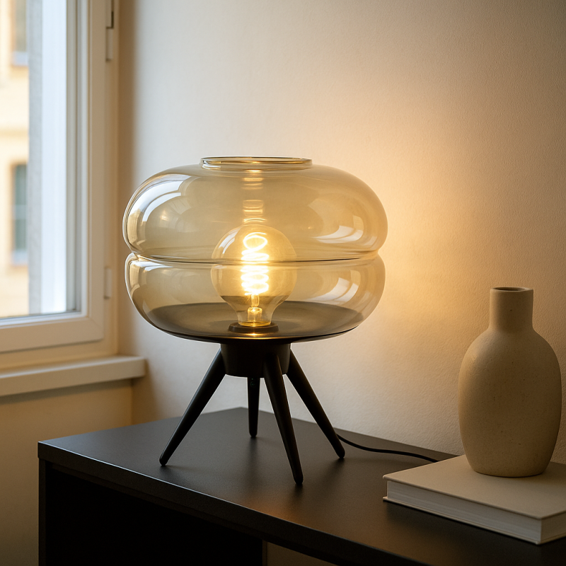 Lampe de table ambre rétro, Sean, avec interrupteur Lampe de table ambre rétro, Sean, avec interrupteur