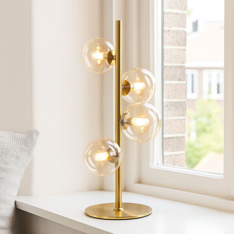 Lampe de table transparente design, Remo, avec interrupteur