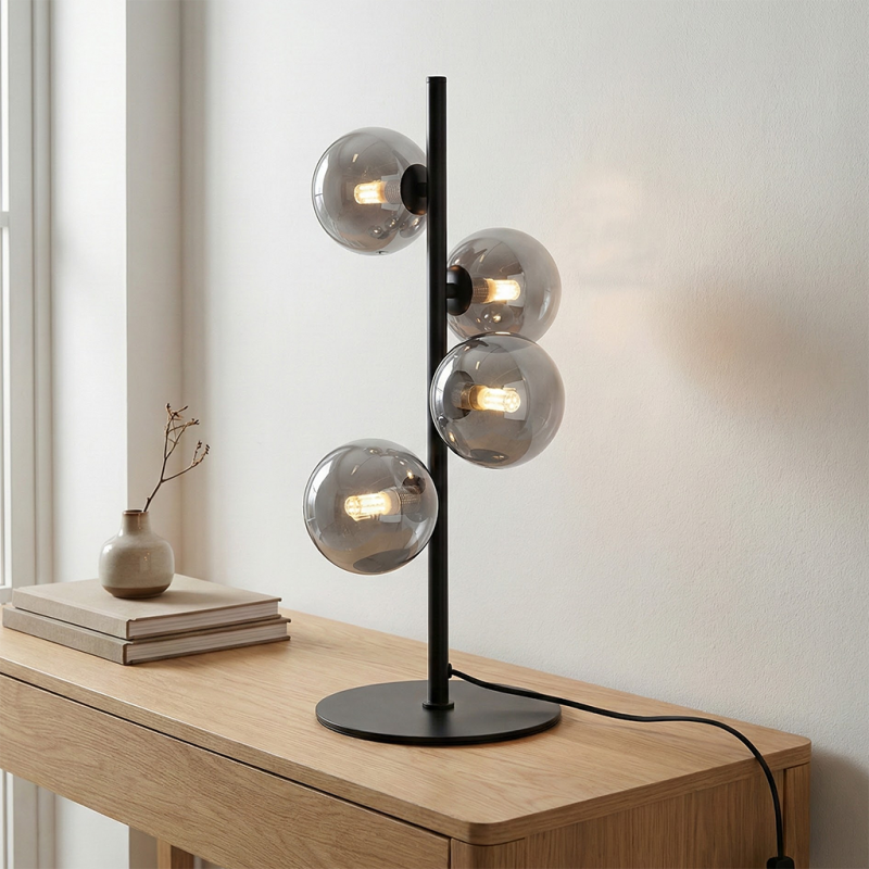Lampe de table grise design, Remo, avec interrupteur