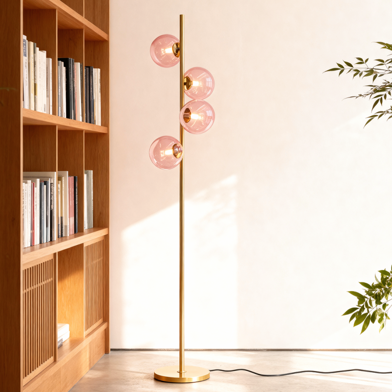 Lampadaire rose design, Remo, avec interrupteur