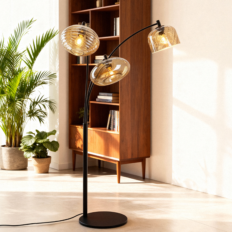 Lampadaire ambre moderne, Caia, avec interrupteur