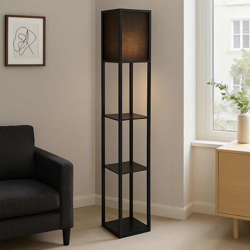 Lampadaire noir moderne, Izabel, avec interrupteur