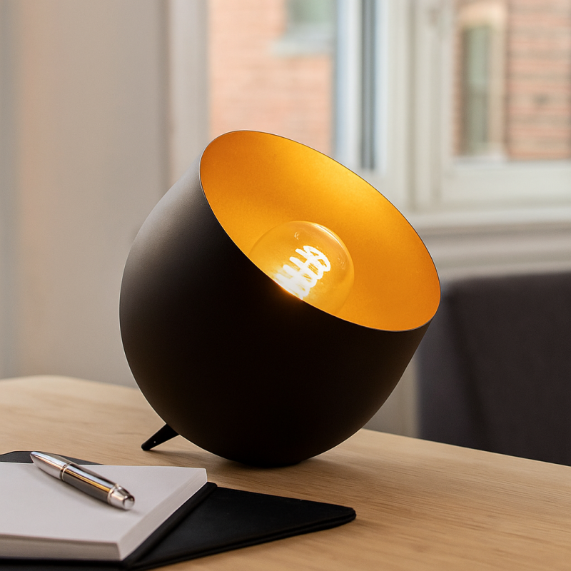 Lampe de table noire moderne, Whitney, avec interrupteur