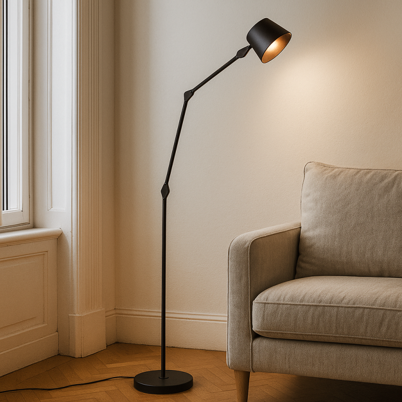 Lampadaire noir moderne, Rinke, avec interrupteur