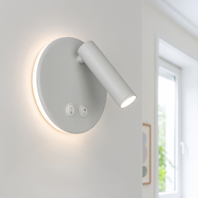 Applique murale blanche moderne, Robbie, 10W, 4000K LED, avec interrupteur Applique murale blanche moderne, Robbie, 10W, 4000K LED, avec interrupteur