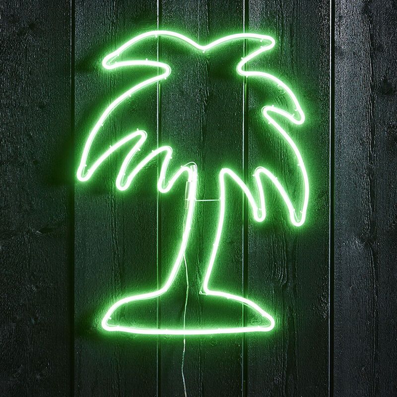 Luminaire extérieur vert en métal, Palm tree, 9,6W, vert LED, IP44