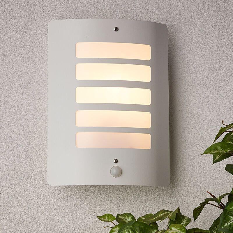 Applique extérieur avec détecteur de mouvement blanche en métal, Alea, IP44