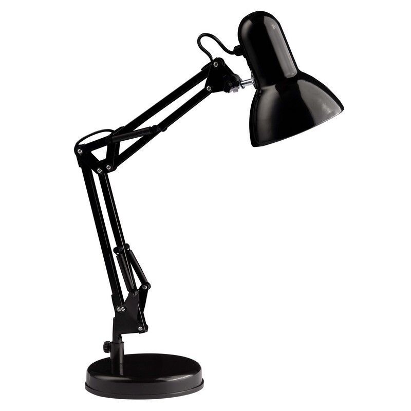 Lampe de bureau noire industrielle, Naline, avec interrupteur