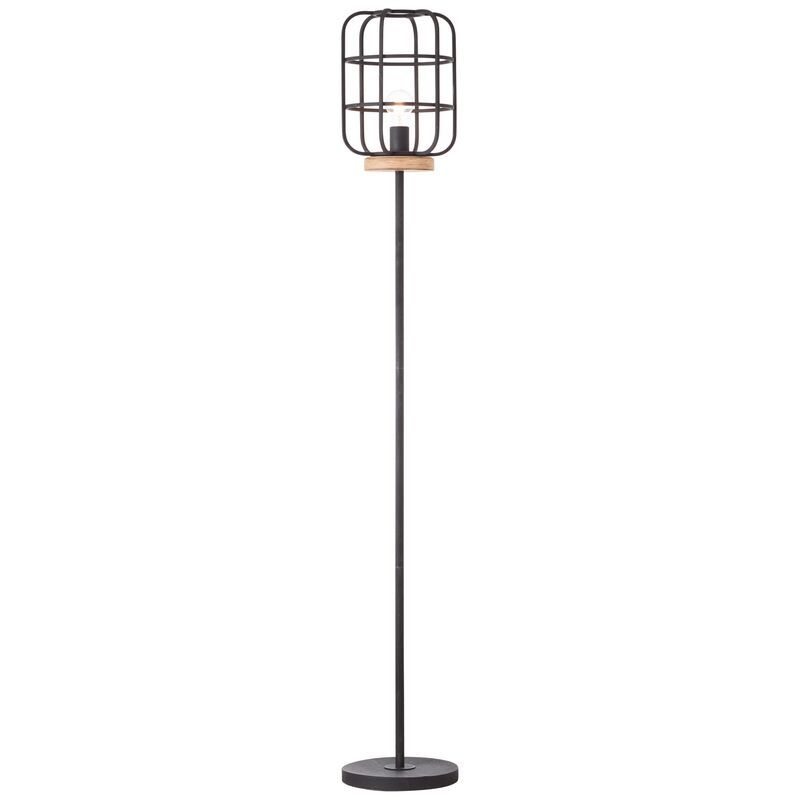 Lampadaire en bois noir, Taede, avec interrupteur