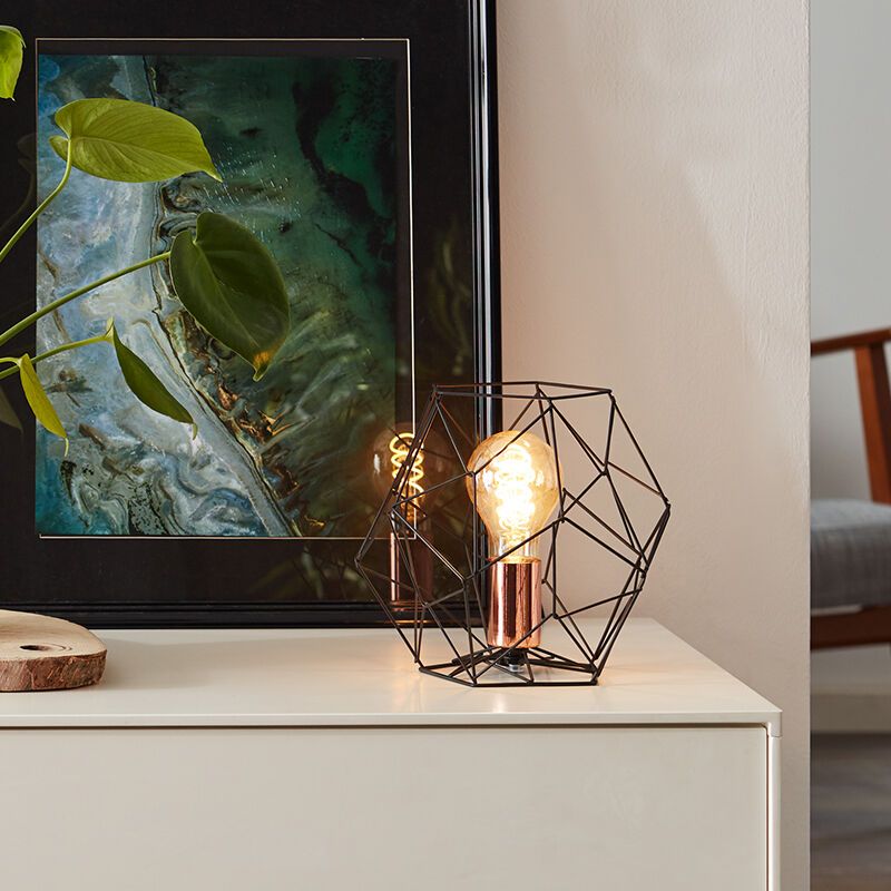 Lampe de table cuivre industrielle, Noelle, avec interrupteur