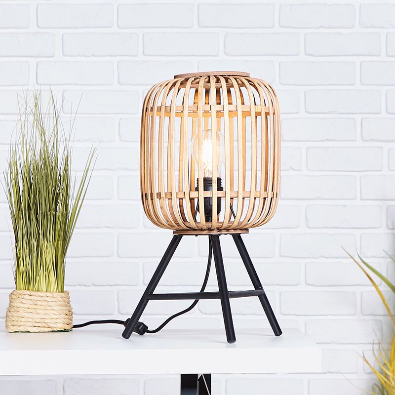 Lampe de table marronne industrielle, Brain, avec interrupteur