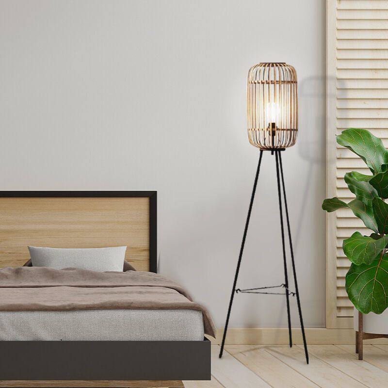 Lampadaire marron industriel, Brain, avec interrupteur