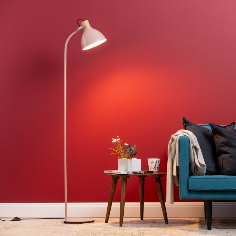 Lampadaire rose rustique, Thalina, avec interrupteur