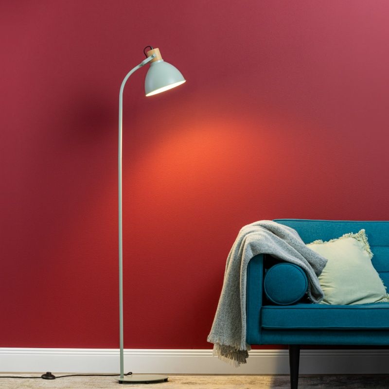 Lampadaire vert rustique, Thalina, avec interrupteur