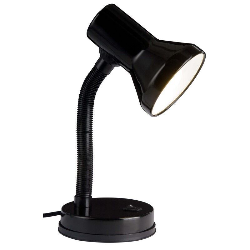 Lampe de bureau noire en plastique, Loet, avec interrupteur
