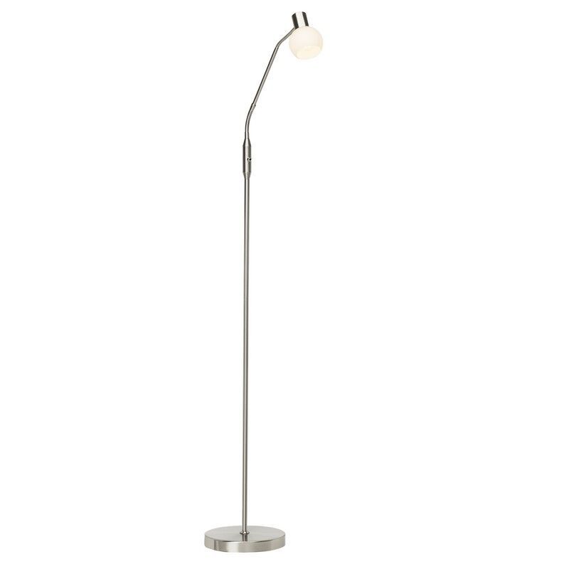 Lampadaire chromé en métal, Jaydah, avec interrupteur