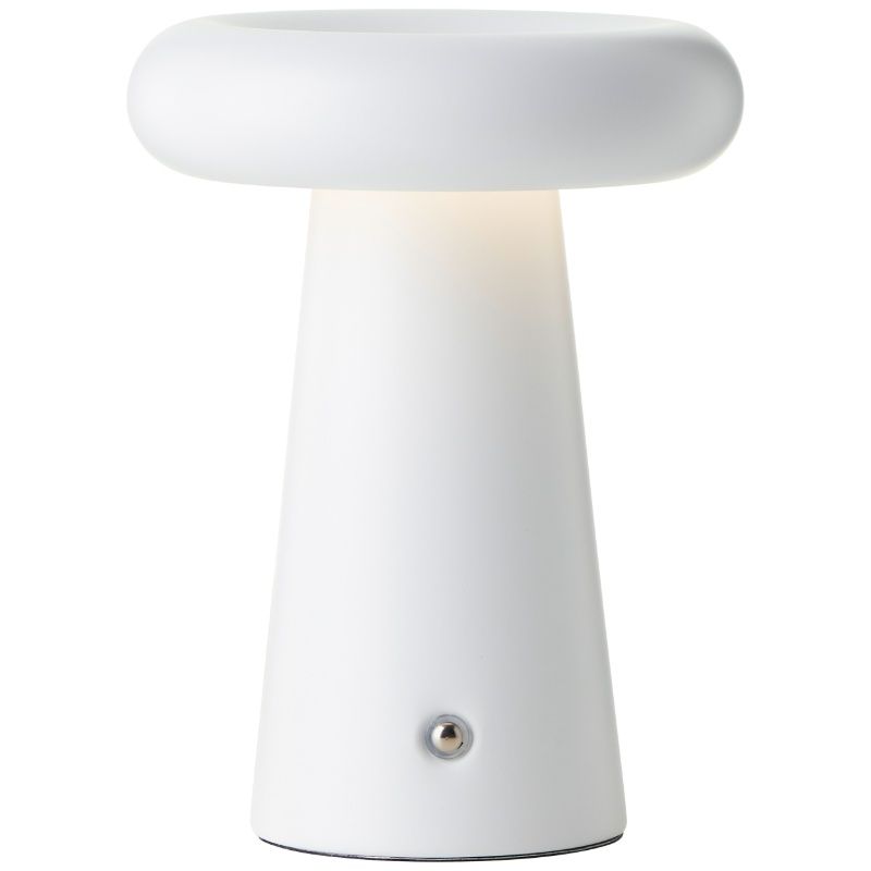 Lampe de table d'extérieur rechargeable blanche moderne, Stig, 3W, 3000K LED, IP44, gradable en 3 étapes