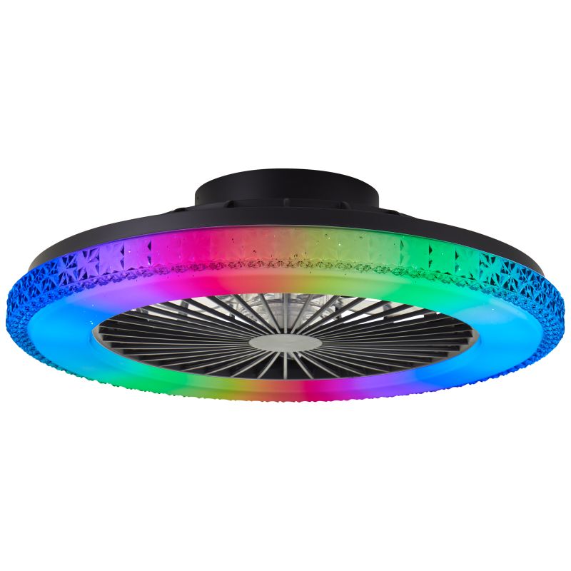 Ventilateur de plafond noir moderne, Baki, 40W, RGBW LED, avec télécommande Ventilateur de plafond noir moderne, Baki, 40W, RGBW LED, avec télécommande