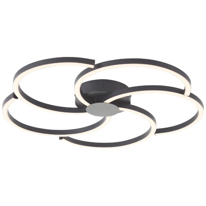 Plafonnier noir design, Somia, 32W, 3000K LED, gradable en 3 étapes