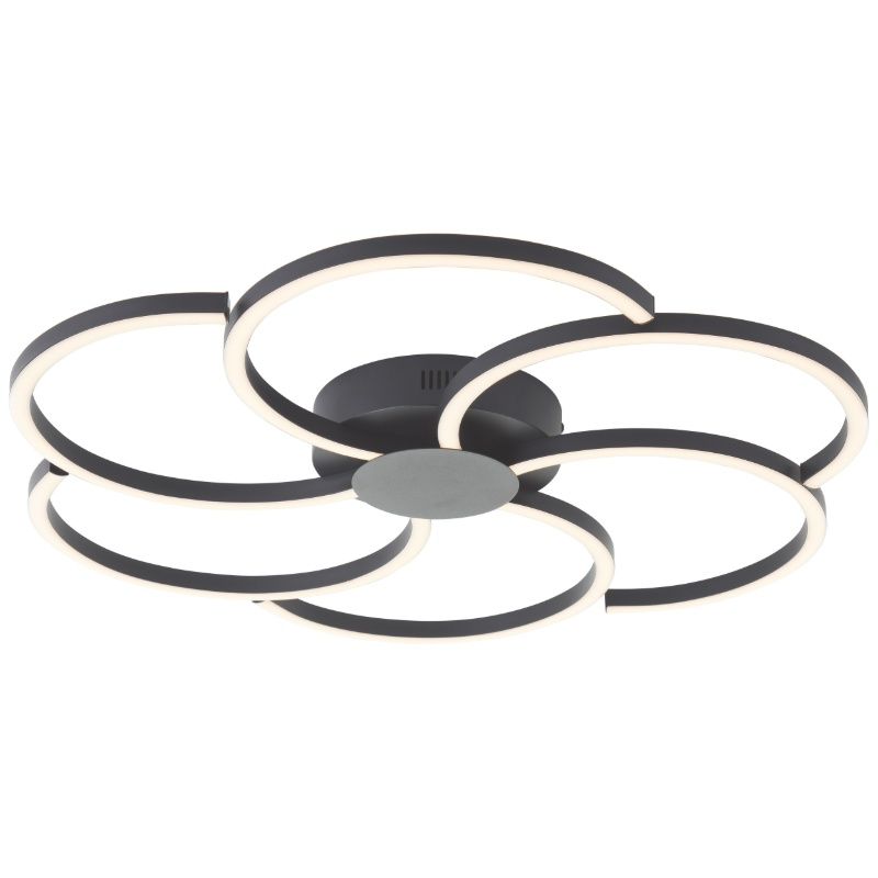 Plafonnier noir design, Somia, 32W, blanc chaud à froid réglable LED, avec télécommande