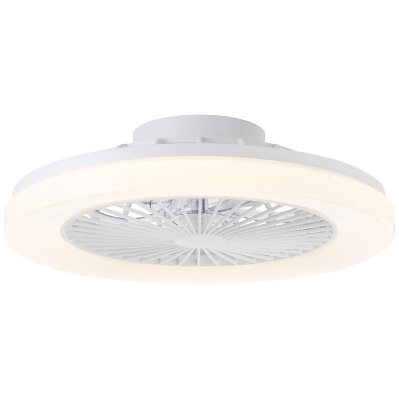 Ventilateur de plafond blanc moderne, Soren, 40W, blanc chaud à froid réglable LED, avec télécommande Ventilateur de plafond blanc moderne, Soren, 40W, blanc chaud à froid réglable LED, avec télécommande