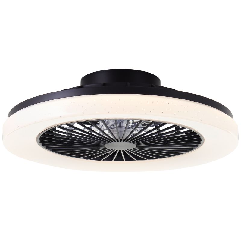 Ventilateur de plafond noir moderne, Soren, 40W, blanc chaud à froid réglable LED, avec télécommande Ventilateur de plafond noir moderne, Soren, 40W, blanc chaud à froid réglable LED, avec télécommande