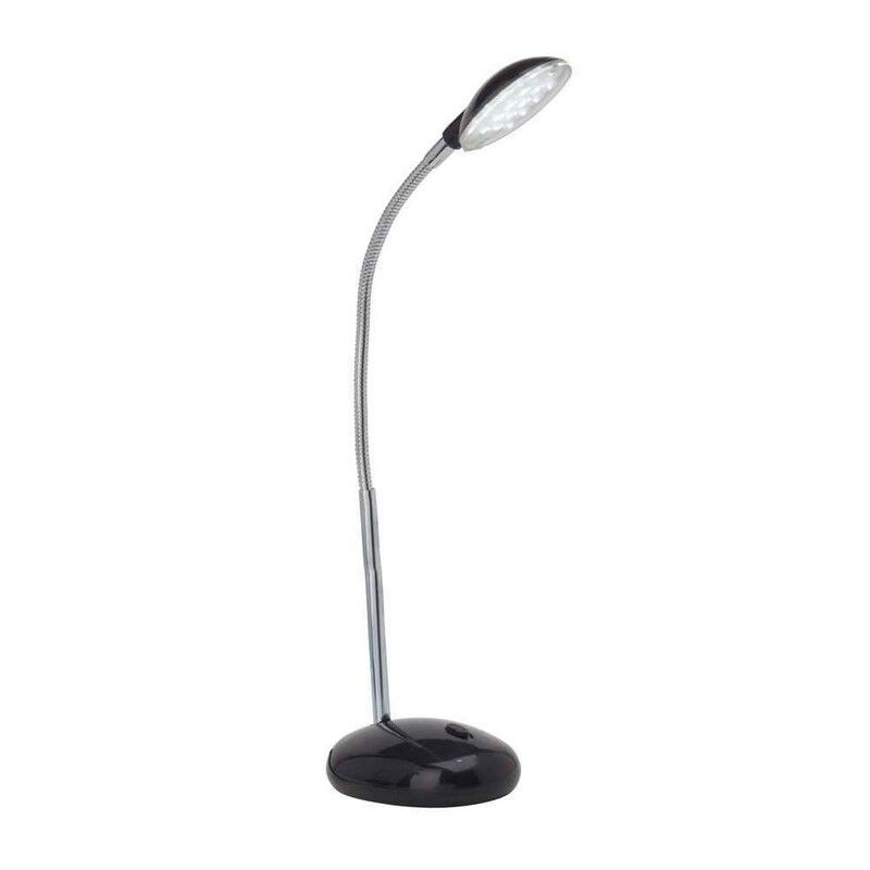 Lampe de bureau noire en plastique, Marenthe, 2W, 6000K LED, avec interrupteur
