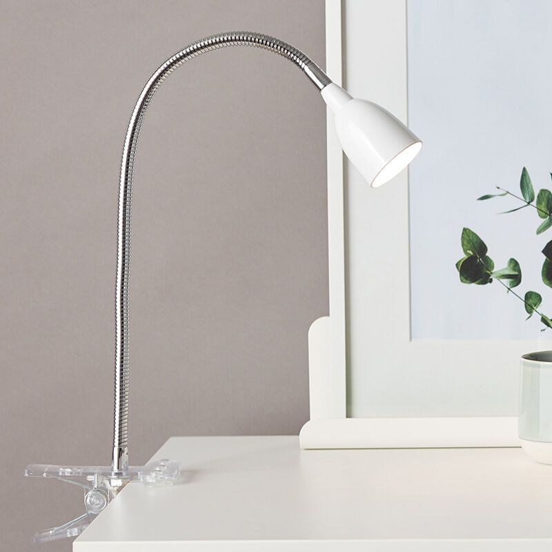 Spot à pince blanc en plastique, Kit, 2,4W, 3000K LED, avec interrupteur