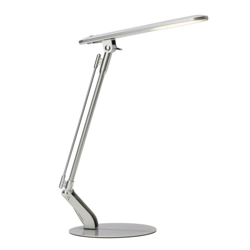 Lampe de bureau argentée en métal, Larah, 6W, 4000K LED, avec interrupteur Lampe de bureau argentée en métal, Larah, 6W, 4000K LED, avec interrupteur