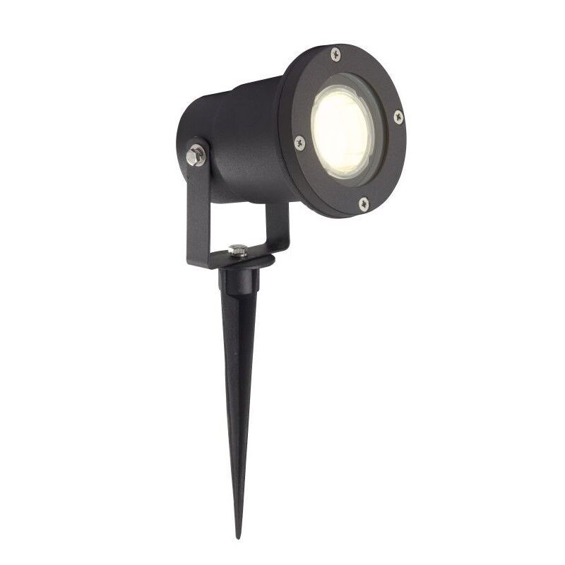 Spot à piquer extérieur noir en aluminium, Shanna, IP44