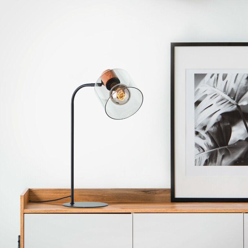 Lampe de table grise moderne, Serkan, avec interrupteur Lampe de table grise moderne, Serkan, avec interrupteur