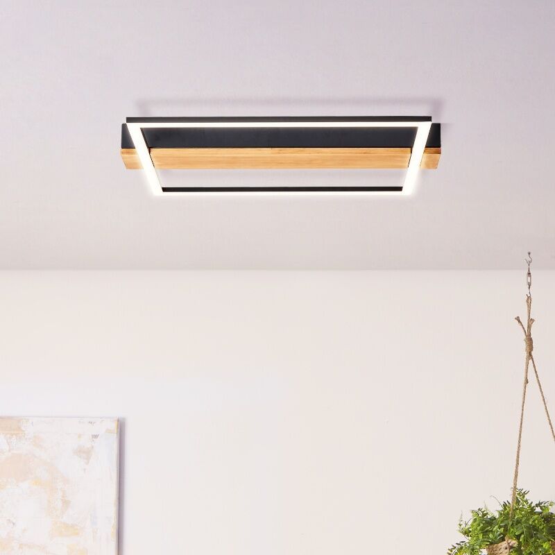 Lampe plafond en bois noire, Fannie, 24W, 3000K LED Lampe plafond en bois noire, Fannie, 24W, 3000K LED