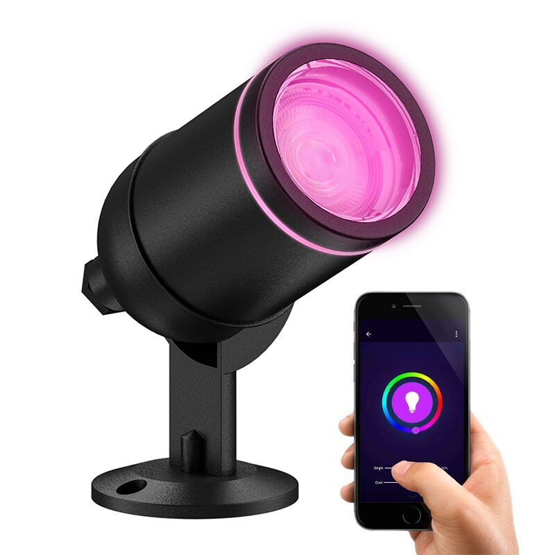 Luminaire extérieur connecté en aluminium noir, Halo, 4W, RGBW LED, IP54 Luminaire extérieur connecté en aluminium noir, Halo, 4W, RGBW LED, IP54