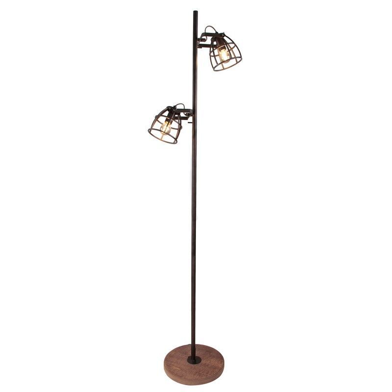Lampadaire noir industriel, Calvin, avec interrupteur