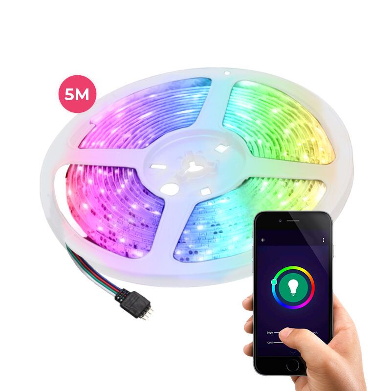 Ruban LED WiFi connecté de 5 mètres, 15 W, RGB (toutes les couleurs) Ruban LED WiFi connecté de 5 mètres, 15 W, RGB (toutes les couleurs)