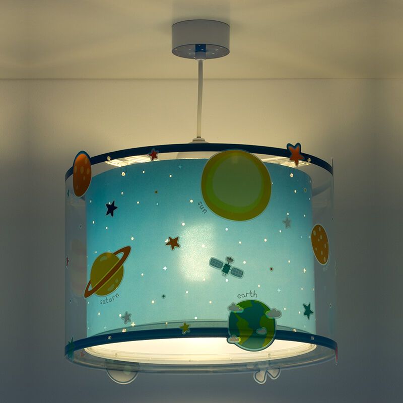 Suspension pour enfants en plastique bleue, Planets