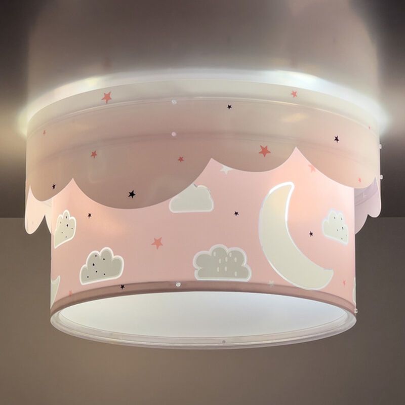 Plafonnier pour enfants en plastique rose, Moon