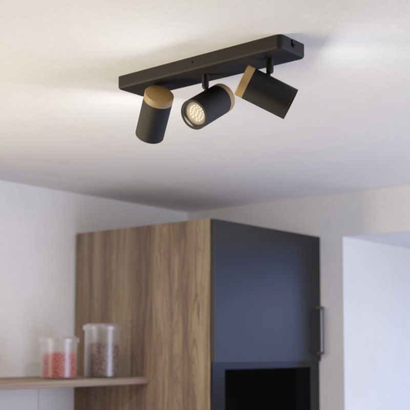 Spot mural noir en acier, Conradus, IP44