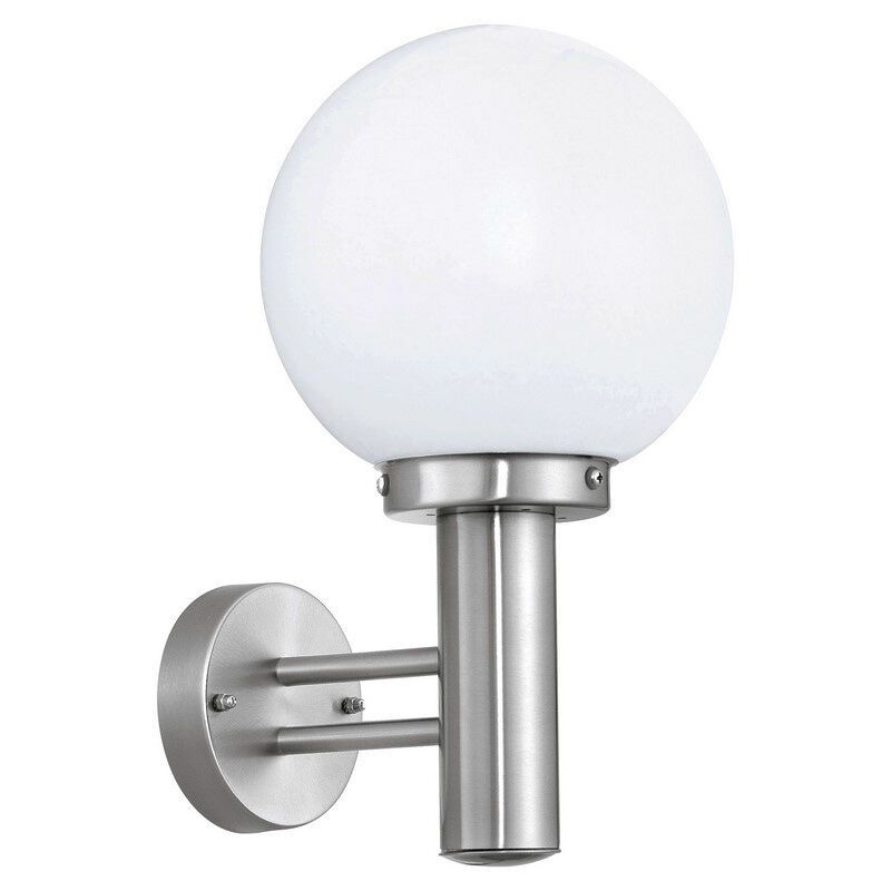 Luminaire extérieur argenté en acier inoxydable, Baukje, IP44