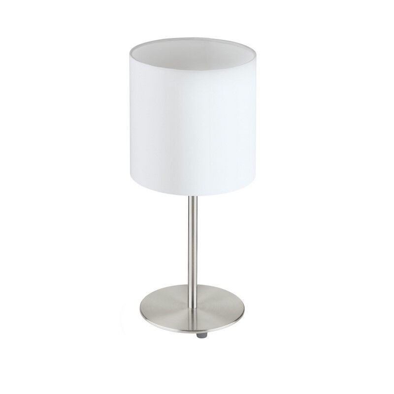 Lampe de table blanche en tissu, Abano, avec interrupteur Lampe de table blanche en tissu, Abano, avec interrupteur