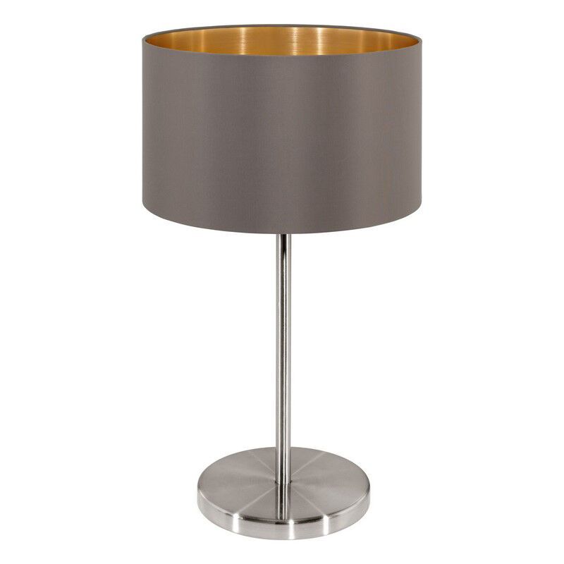 Lampe de table marronne en tissu, Terme, avec interrupteur Lampe de table marronne en tissu, Terme, avec interrupteur